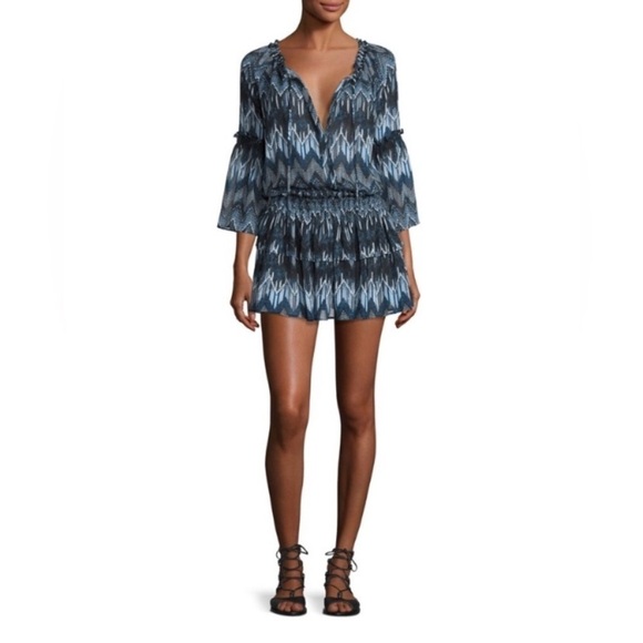 RED CARTER Indigo Blues Chiffon Beach Coverup Tunic - Picture 1 of 15